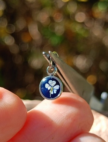 Ciondolo Lilliput Carota Selvatica Tondo, argento e blu